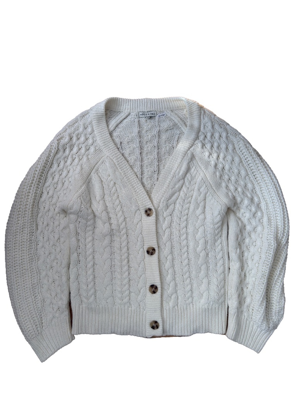 Moon River Anthropologie Ivory Cable Knit Cardigan Size M